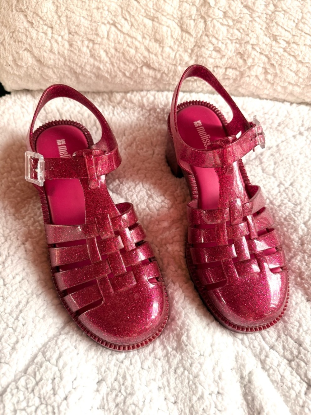 Melissa Pink Glitter Chunky Heel Sandals - Possession - Picture 2 of 6